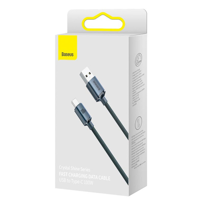 Кабель Baseus USB to Type-C Crystal Shine Series 100W 1.2m Black