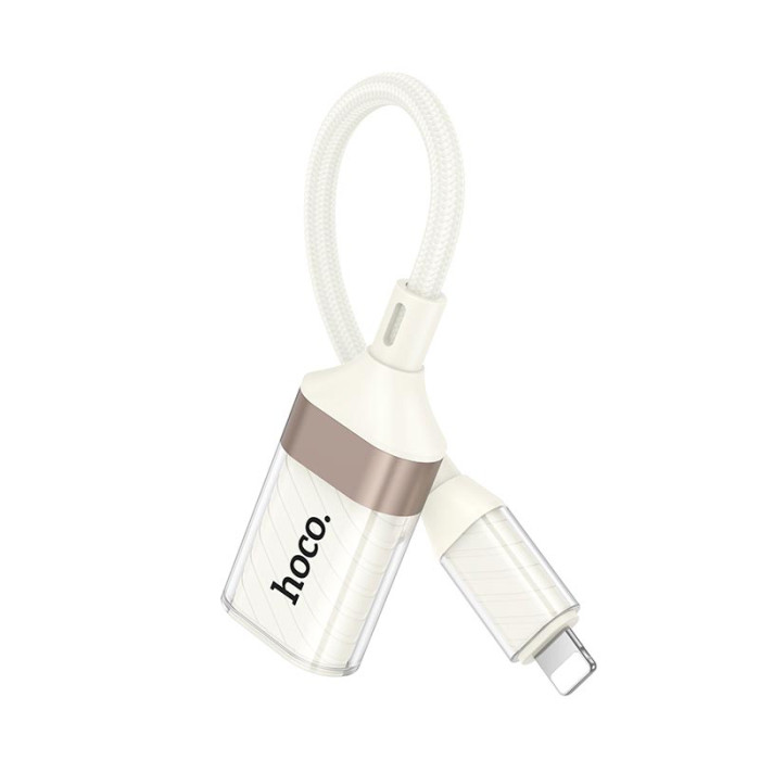 Перехідник Hoco UA39 Lightning to USB / 480Mbps / OTG, White-Gold