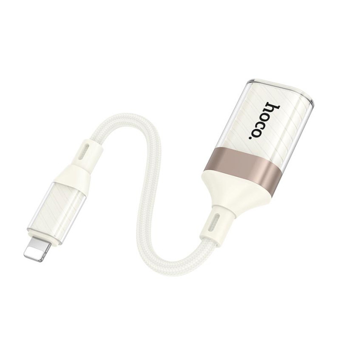 Перехідник Hoco UA39 Lightning to USB / 480Mbps / OTG, White-Gold