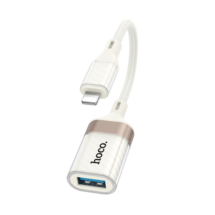 Перехідник Hoco UA39 Lightning to USB / 480Mbps / OTG, White-Gold