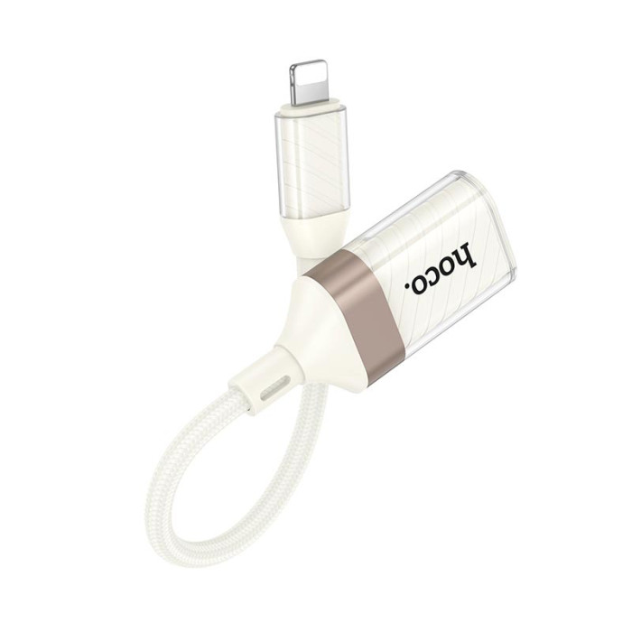Перехідник Hoco UA39 Lightning to USB / 480Mbps / OTG, White-Gold