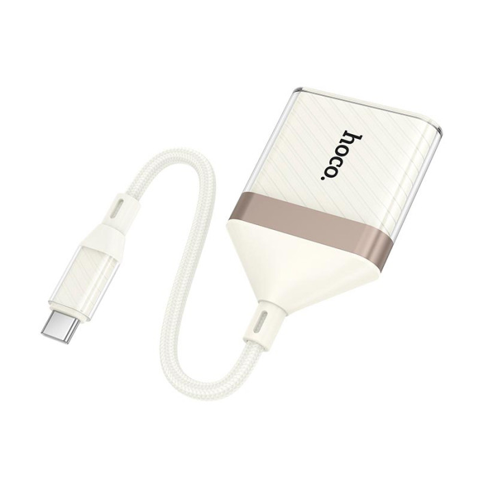 Перехідник 2 в 1 HOCO UA40A Type-C / 480Mbps / OTG / 2TB Max, White-Gold