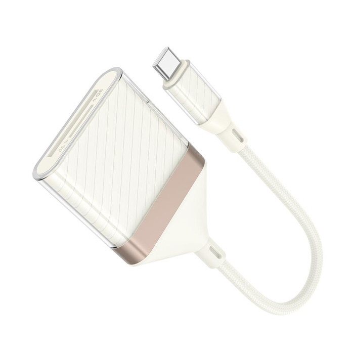 Перехідник 2 в 1 HOCO UA40A Type-C / 480Mbps / OTG / 2TB Max, White-Gold