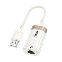 Переходник Hoco UA41 USB to RJ45 100 Мбіт White-Gold