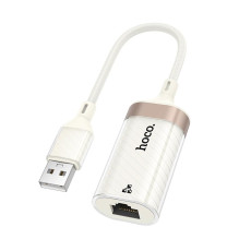 Перехідник Hoco UA41 USB to RJ45 100 Мбіт White-Gold
