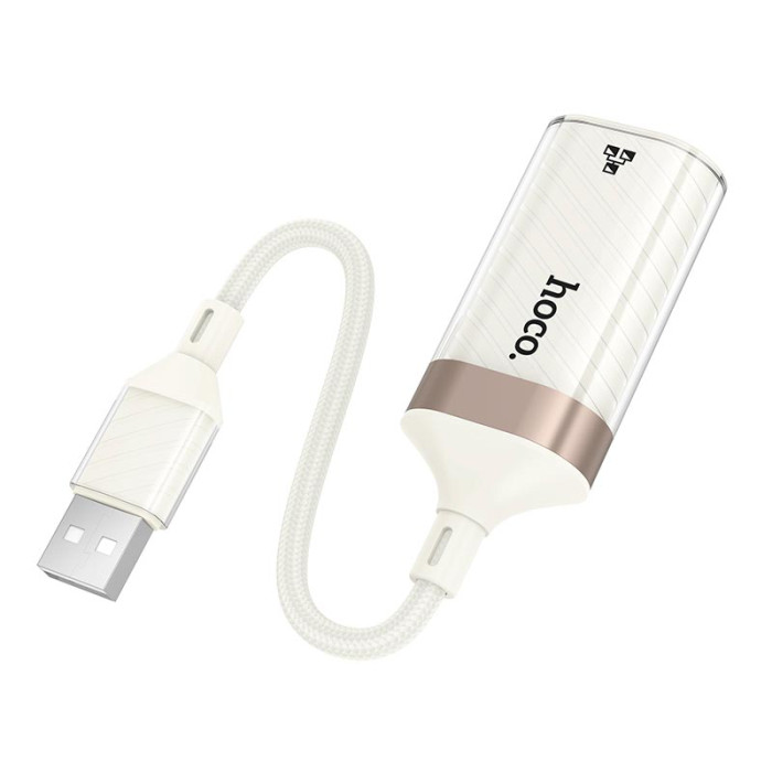 Перехідник Hoco UA41 USB to RJ45 100 Мбіт White-Gold