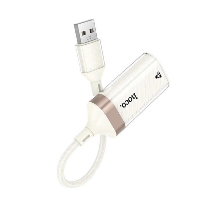Перехідник Hoco UA41 USB to RJ45 100 Мбіт White-Gold
