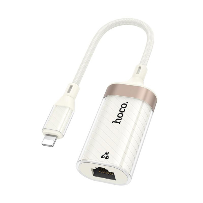 Перехідник Hoco UA41A Lightning to RJ45 100 Мбіт White-Gold