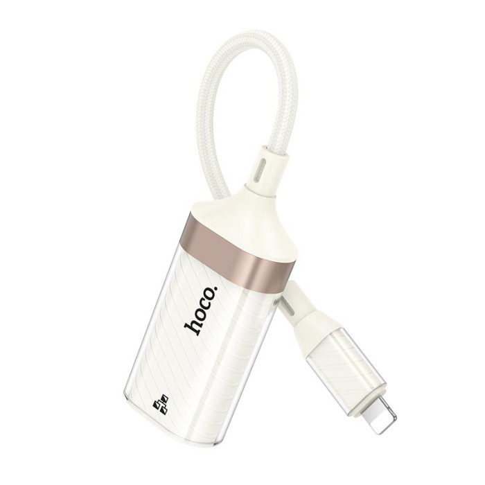 Перехідник Hoco UA41A Lightning to RJ45 100 Мбіт White-Gold