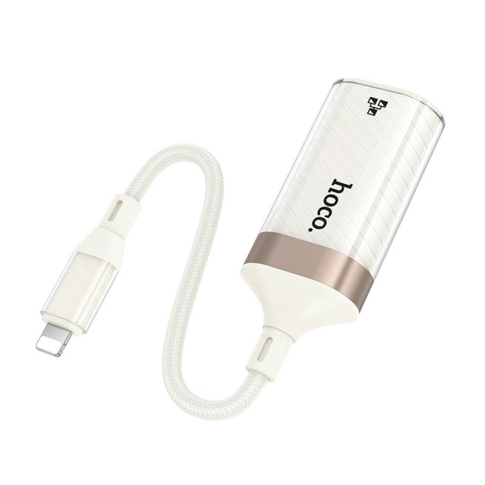 Перехідник Hoco UA41A Lightning to RJ45 100 Мбіт White-Gold