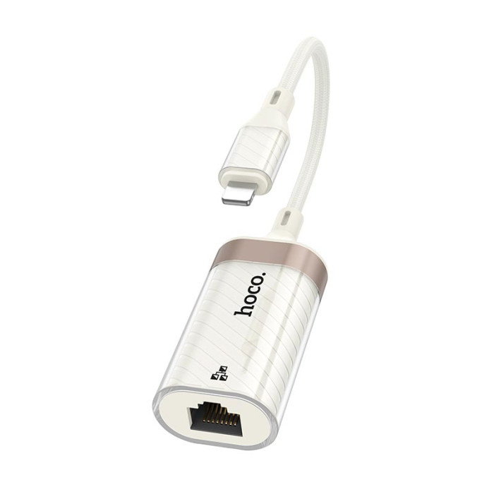 Перехідник Hoco UA41A Lightning to RJ45 100 Мбіт White-Gold