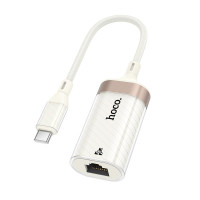 Переходник Hoco UA41B Type-C to RJ45 100 Мбіт White-Gold