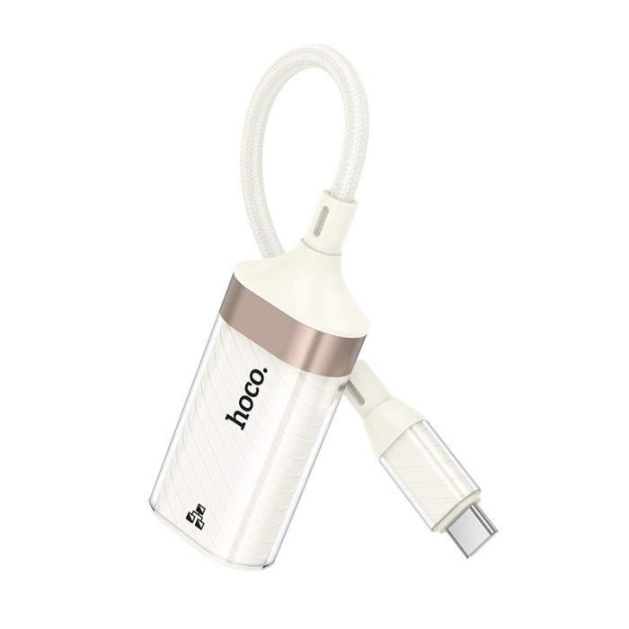 Переходник Hoco UA41B Type-C to RJ45 100 Мбіт White-Gold