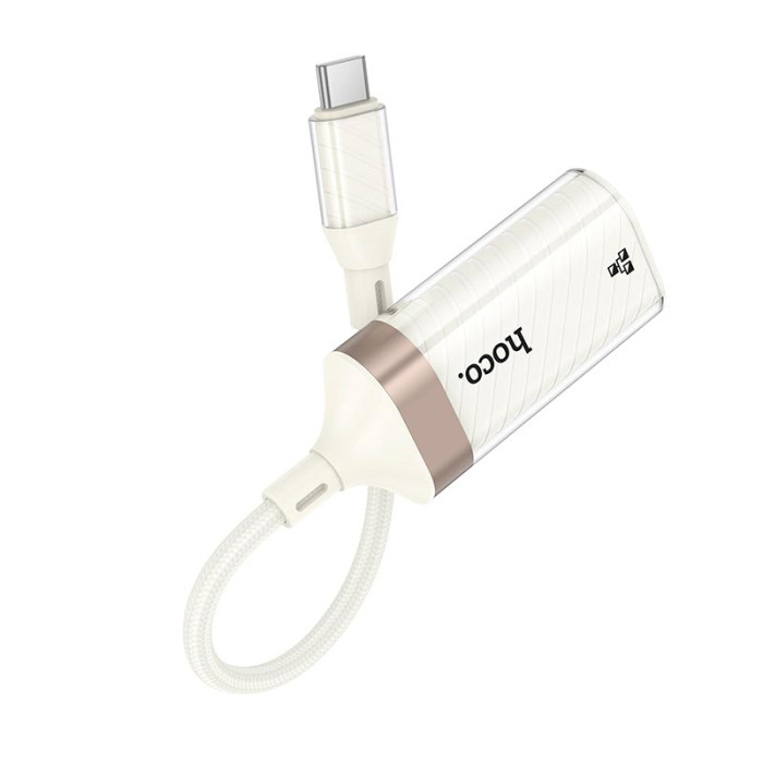 Переходник Hoco UA41B Type-C to RJ45 100 Мбіт White-Gold