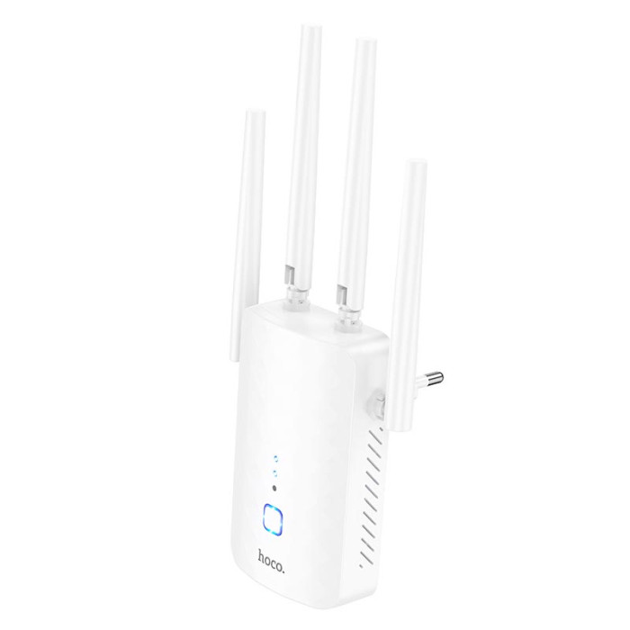 Репитер WiFi Hoco HI35 / WiFi4 / 2.4G / 300Мбит/с, White