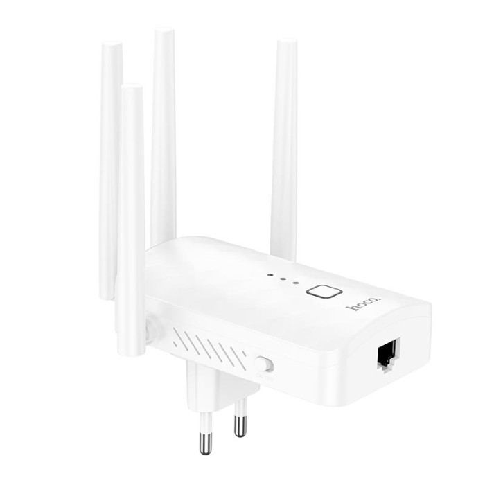 Репитер WiFi Hoco HI35 / WiFi4 / 2.4G / 300Мбит/с, White