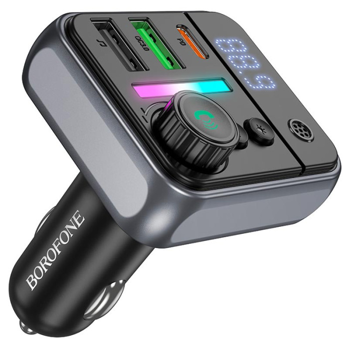 FM модулятор BOROFONE BC50 2USB / 1Type-C / PD / QC / 38W / 3A, BT5.4 Black