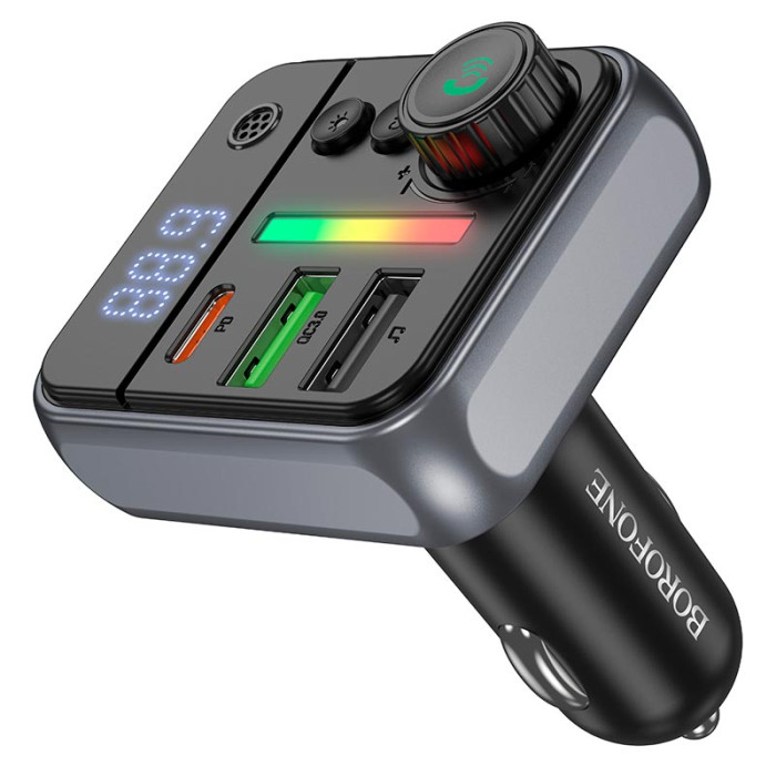 FM модулятор BOROFONE BC50 2USB / 1Type-C / PD / QC / 38W / 3A, BT5.4 Black
