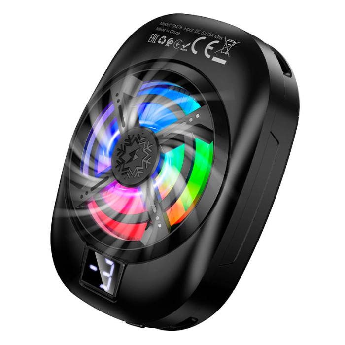 Куллер для телефону HOCO GM76 6.1–7", RGB, Black