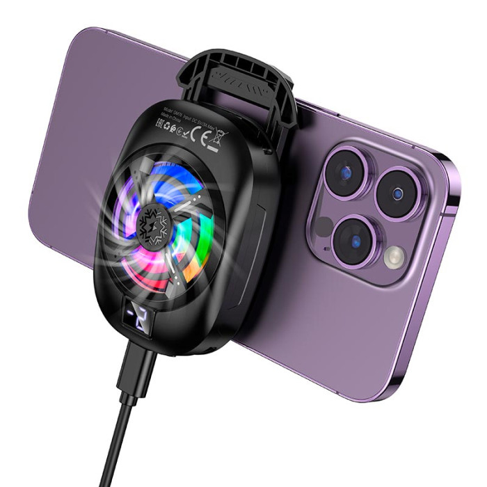 Куллер для телефону HOCO GM76 6.1–7", RGB, Black
