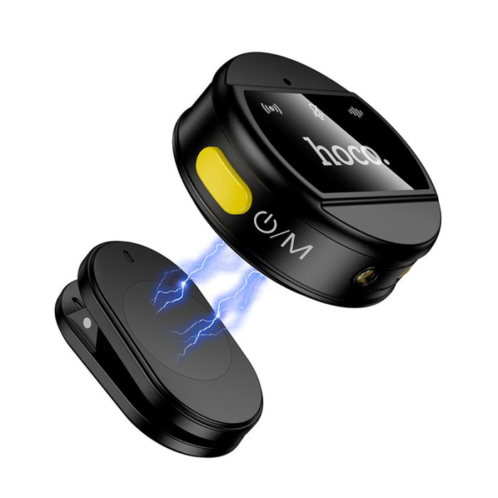 Бездротовий петличний мікрофон 2 шт HOCO L22 Type-C/Lightning Black