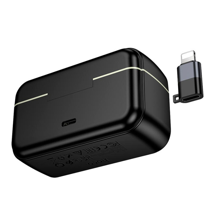 Бездротовий петличний мікрофон 2 шт HOCO L22 Type-C/Lightning Black