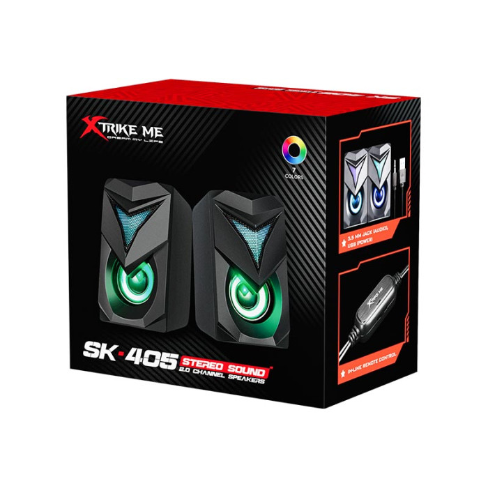 Акустична система для ПК XTRIKE ME SK-405 RGB 2х3W, AUX / USB Black