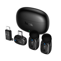 Бездротовий петличний мікрофон 2 шт HOCO L19 Type-C/Lightning Black