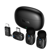 Бездротовий петличний мікрофон 2 шт HOCO L19 Type-C/Lightning Black
