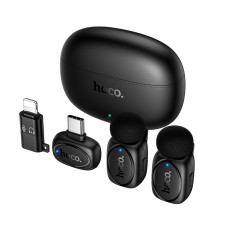 Бездротовий петличний мікрофон 2 шт HOCO L19 Type-C/Lightning Black