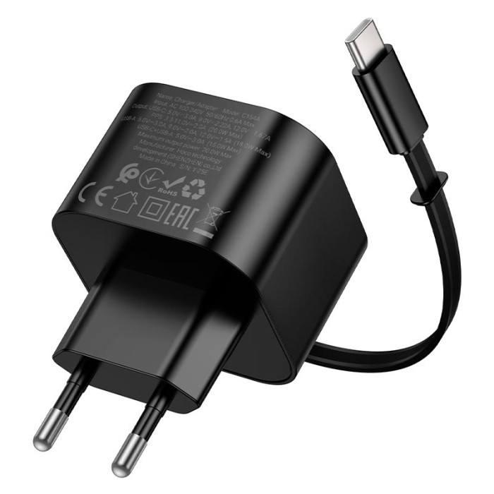 Сетевое зарядное устройство Hoco C154A 20W Black
