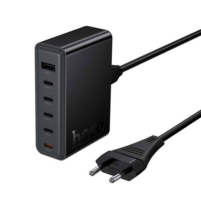 Зарядное устройство 6 в 1 HOCO C150A 1 х USB / 5 х Type-C, PD/QC, 45W/3A, Black