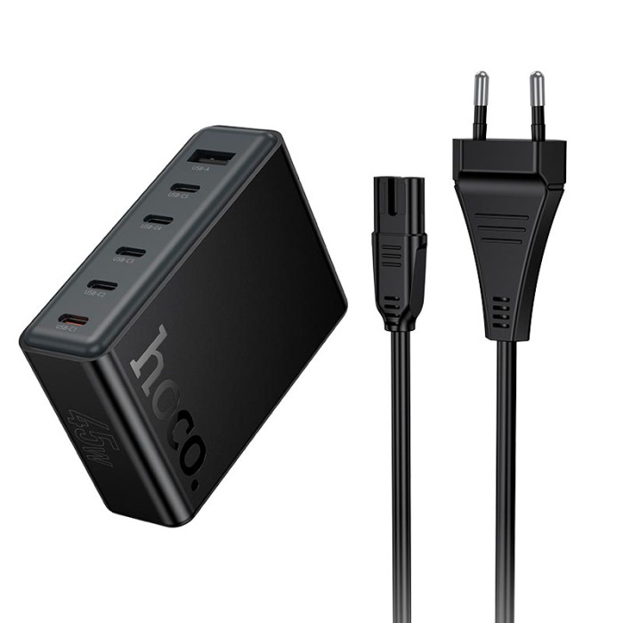 Зарядное устройство 6 в 1 HOCO C150A 1 х USB / 5 х Type-C, PD/QC, 45W/3A, Black