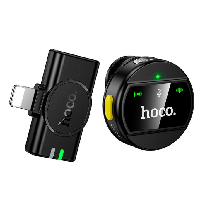 Бездротовий петличний мікрофон HOCO L21 Lightning Black