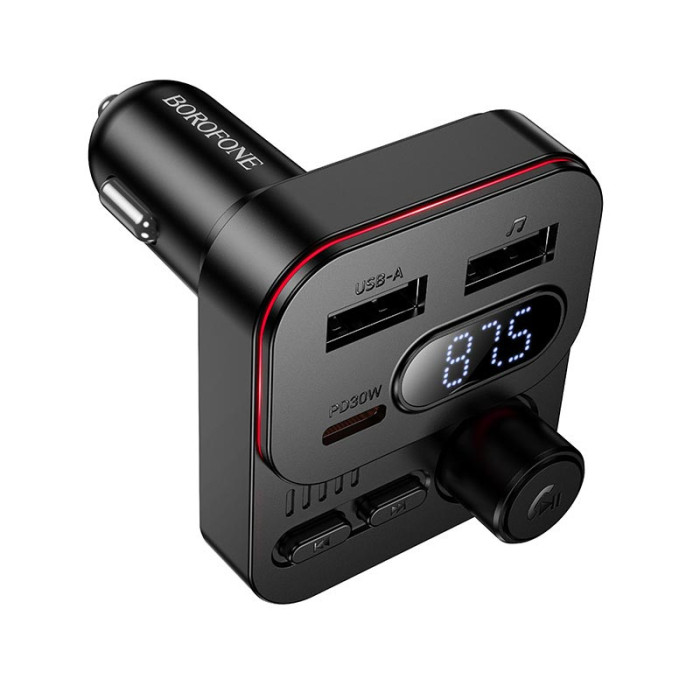 FM модулятор BOROFONE BC61 BT5.4 2USB / Type-C / PD / QC / 45W / 3A, Black
