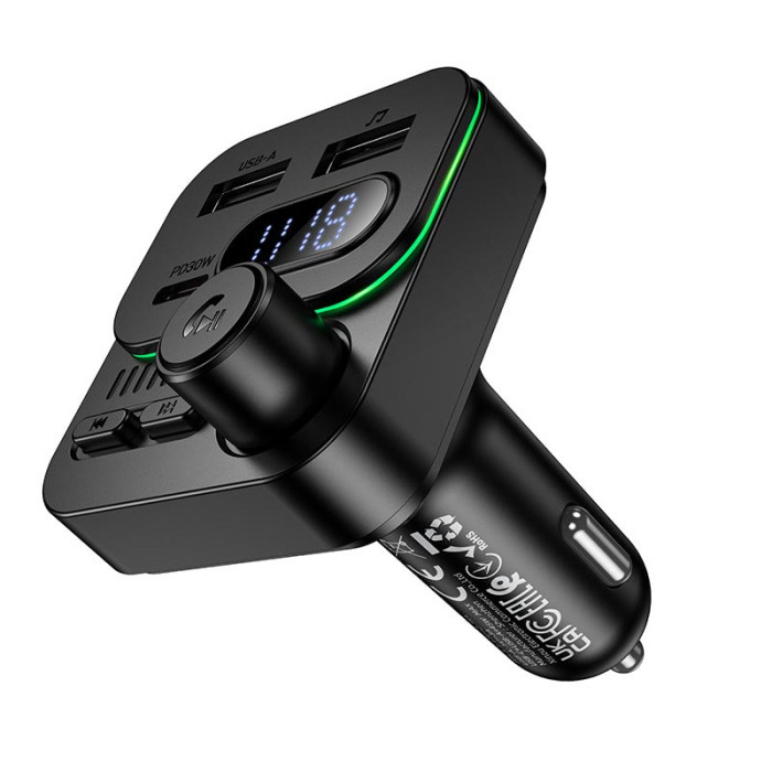 FM модулятор BOROFONE BC61 BT5.4 2USB / Type-C / PD / QC / 45W / 3A, Black