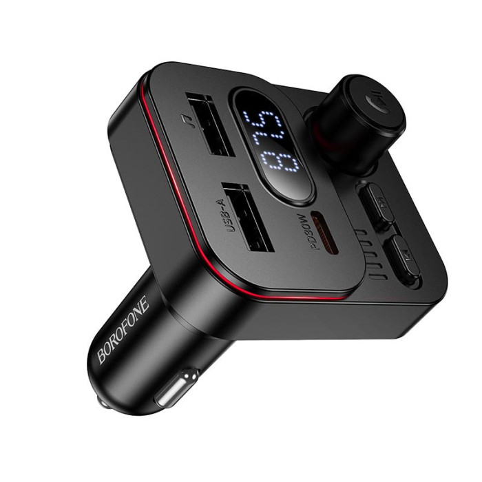 FM модулятор BOROFONE BC61 BT5.4 2USB / Type-C / PD / QC / 45W / 3A, Black