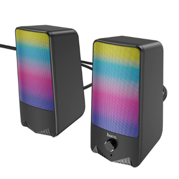 Акустическая система для ПК HOCO DS14 RGB 2х5W, AUX / USB, Black