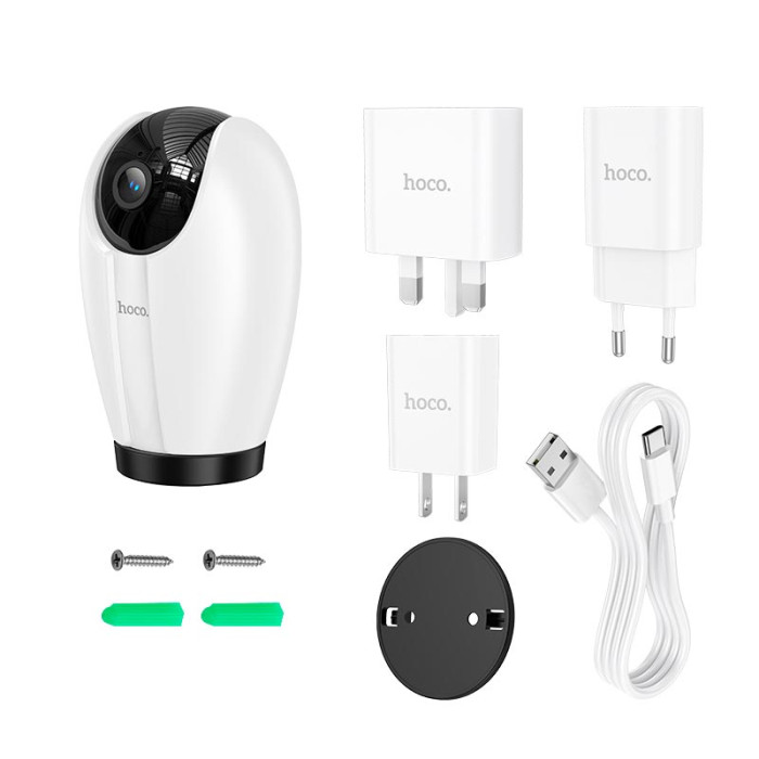 Камера відеоспостереження HOCO D6 Wi-Fi / BT / Google Assistant / 3MP, White