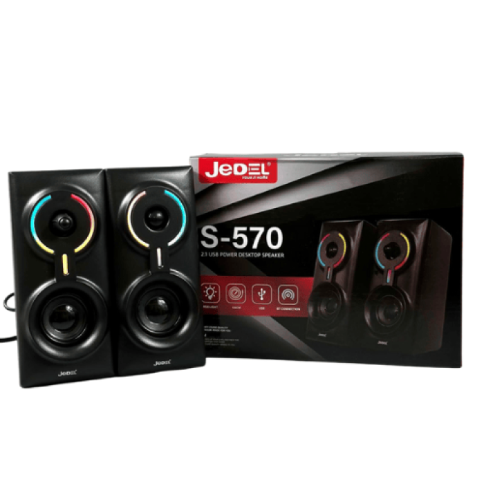 Акустична система для ПК Jedel S-570 RGB 2х3W, BT / AUX / USB, Black