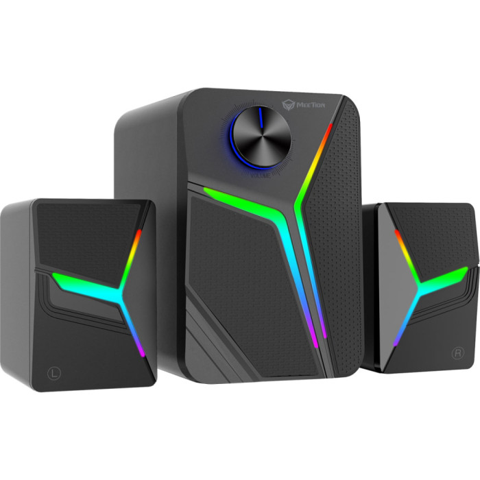 Акустична система для ПК Meetion SP2111 RGB 15W 3х5W, BT / AUX / USB, Black
