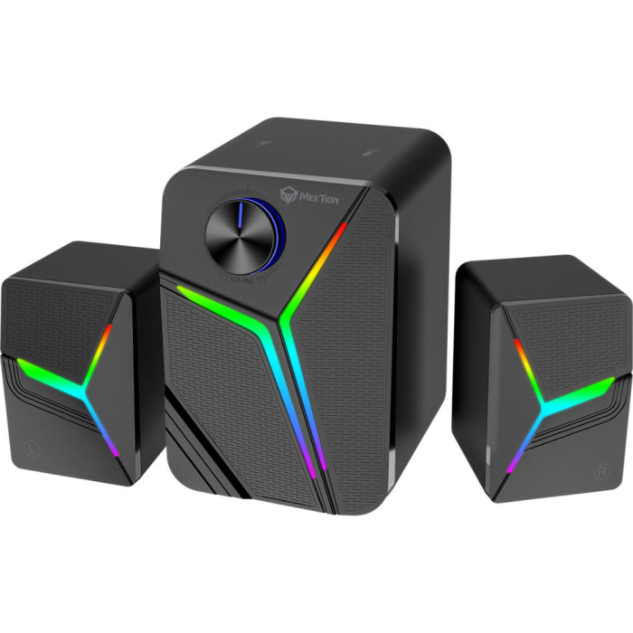 Акустична система для ПК Meetion SP2111 RGB 15W 3х5W, BT / AUX / USB, Black