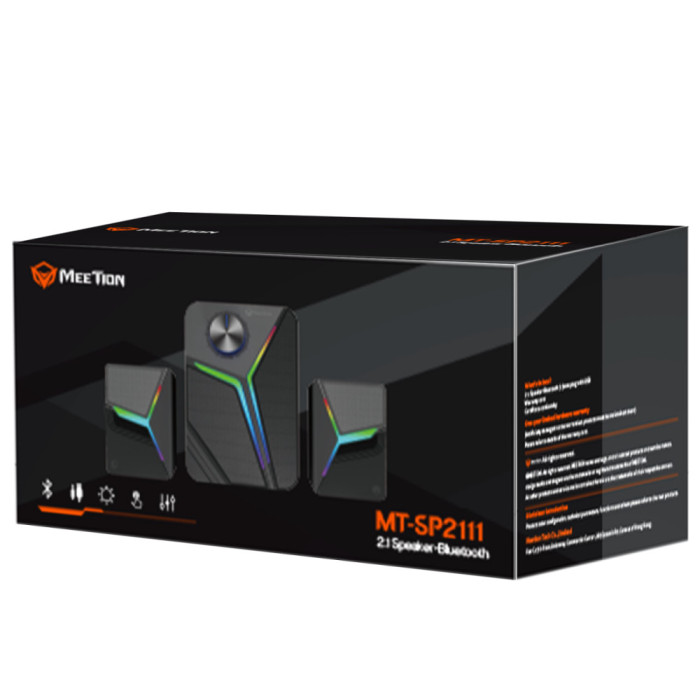 Акустична система для ПК Meetion SP2111 RGB 15W 3х5W, BT / AUX / USB, Black