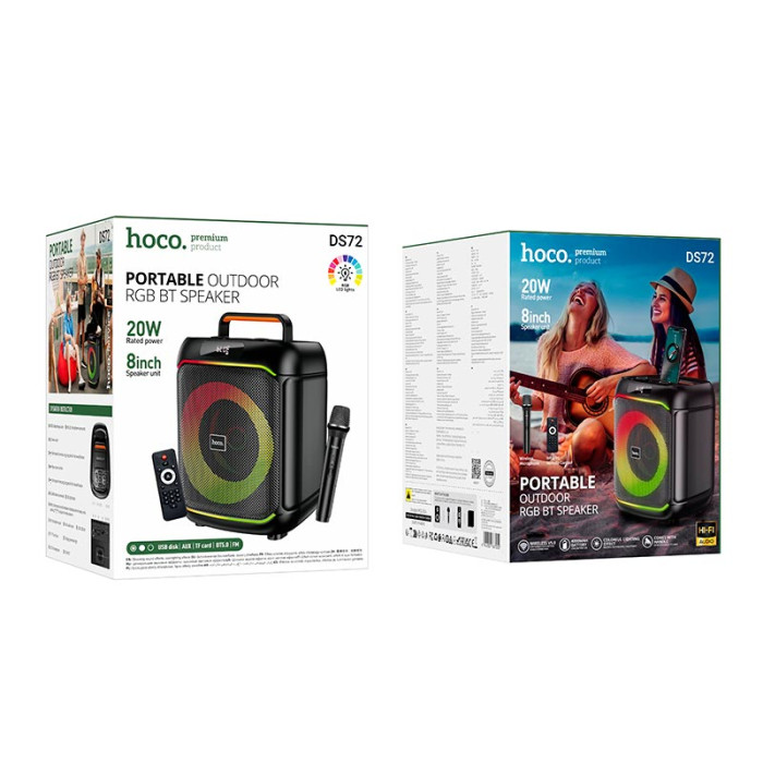 Караоке-колонка HOCO DS72 TF / AUX / USB / FM / BT, 20W, 3 ч Black 