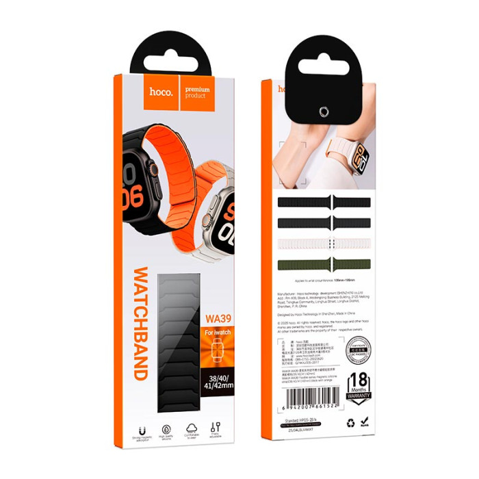 Ремінець для смарт-годинника HOCO WA39 Apple Watch 38 / 40 / 41 / 42 мм, Black