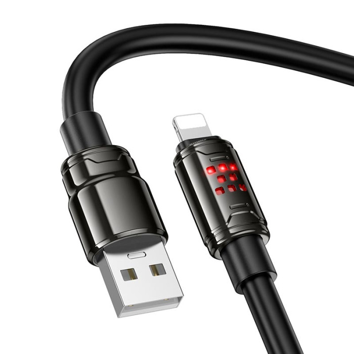 Кабель Hoco U143 USB to Lightning 2.4A 1.2m Black