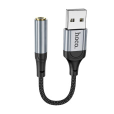 Перехідник HOCO LS36 USB to AUX 3.5 mm Grey