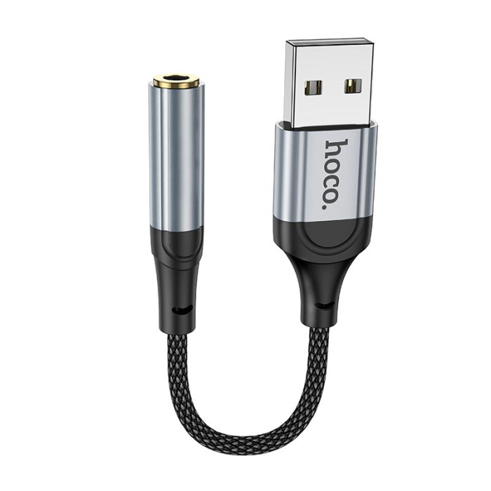 Перехідник HOCO LS36 USB to AUX 3.5 mm Grey