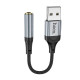 Перехідник HOCO LS36 USB to AUX 3.5 mm Grey