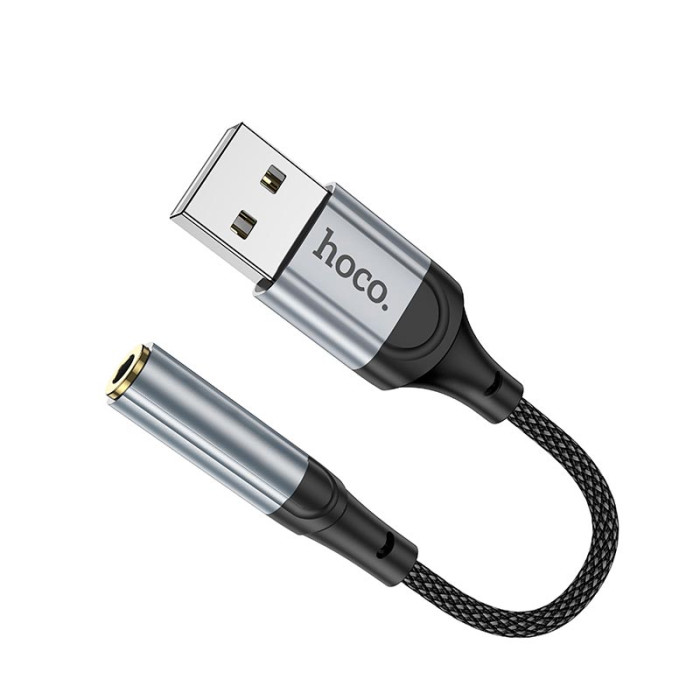Перехідник HOCO LS36 USB to AUX 3.5 mm Grey